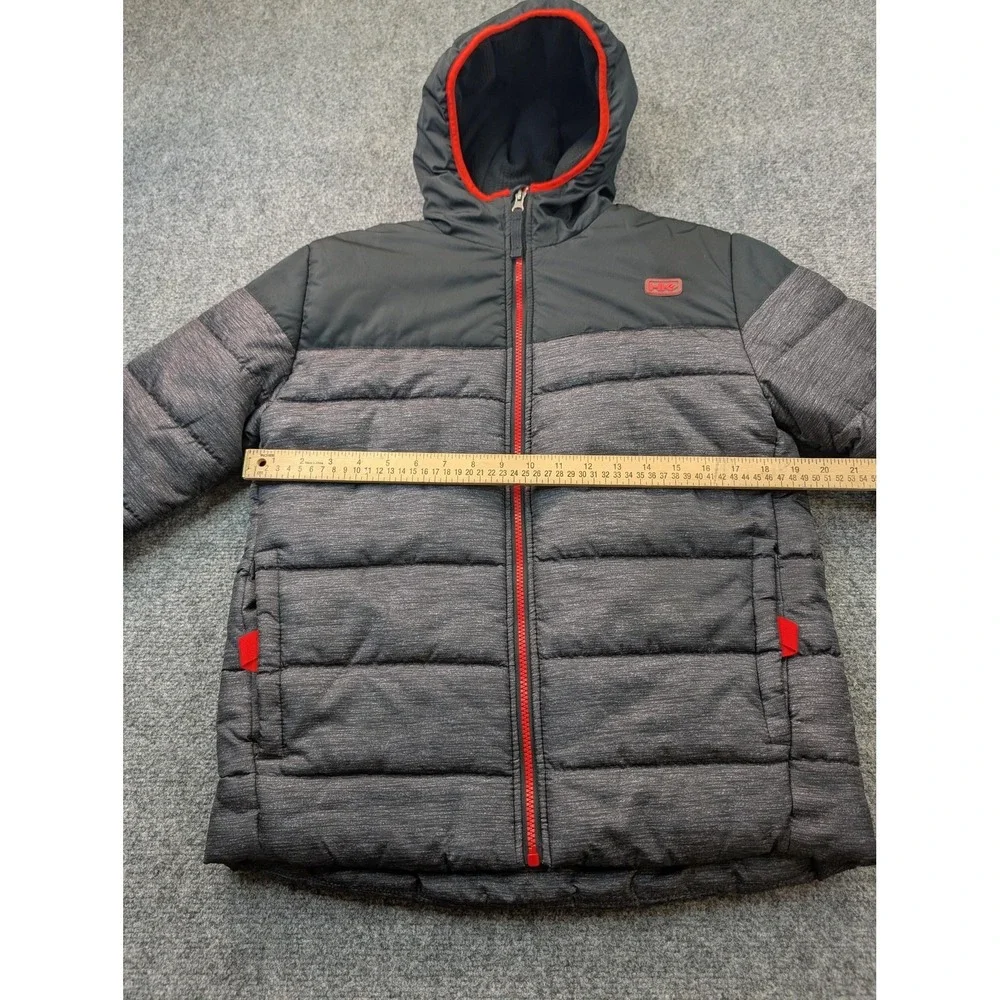 Hawke & Co Jacket Boys Size 14-16 Gray Hooded Puffer Full Zip Winter Coat